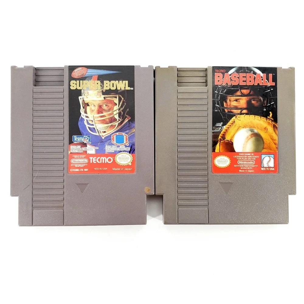 Tecmo Super Bowl & Tecmo Baseball Nintendo NES Authentic Carts Only Tested Works